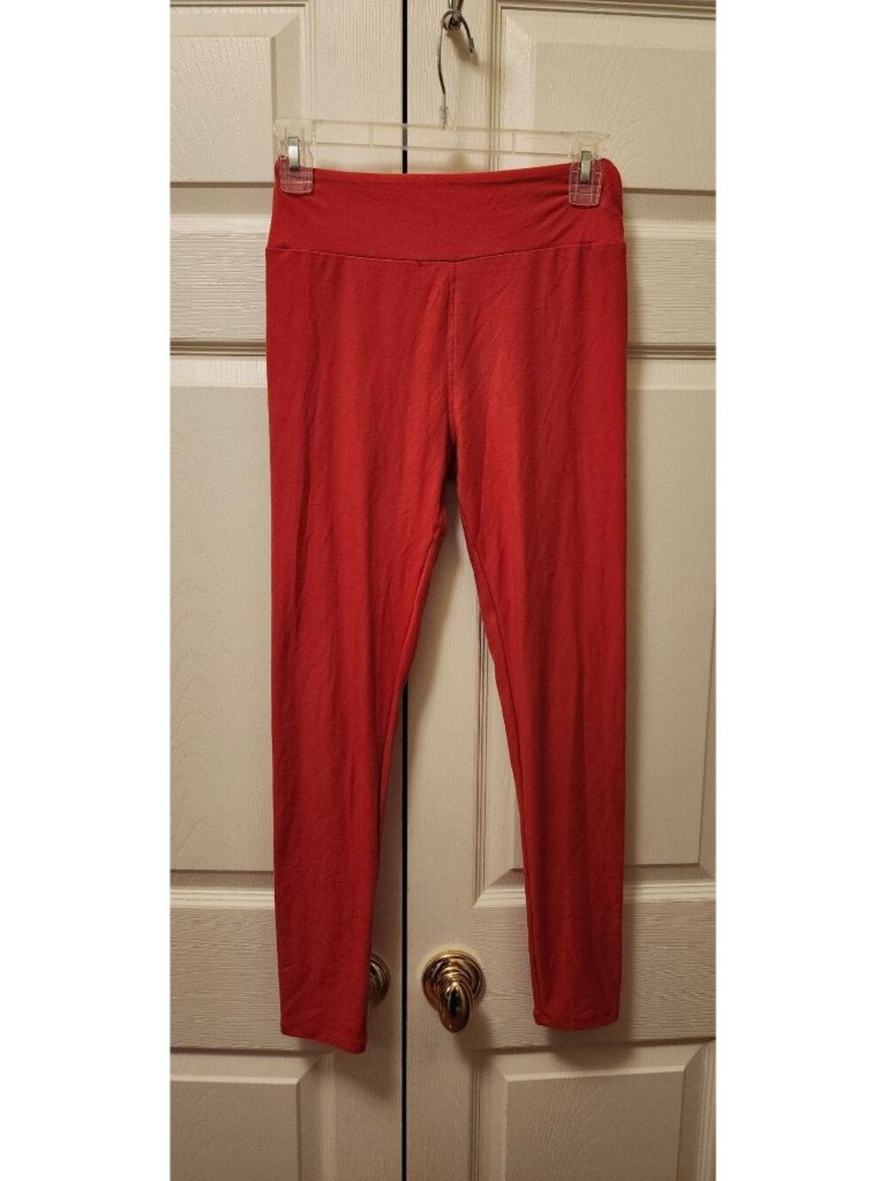 Women Lularoe Solid Red Leggings One Size